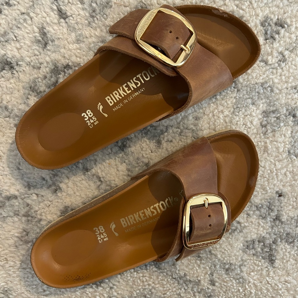 Birkenstock Madrid Cognac Big Buckle One Strap Sandle